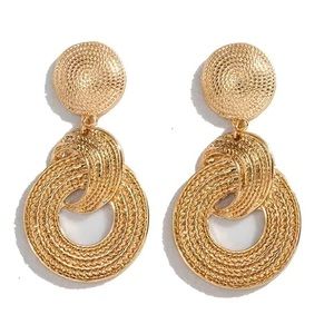 Textured Gold Toned Stud Earrings